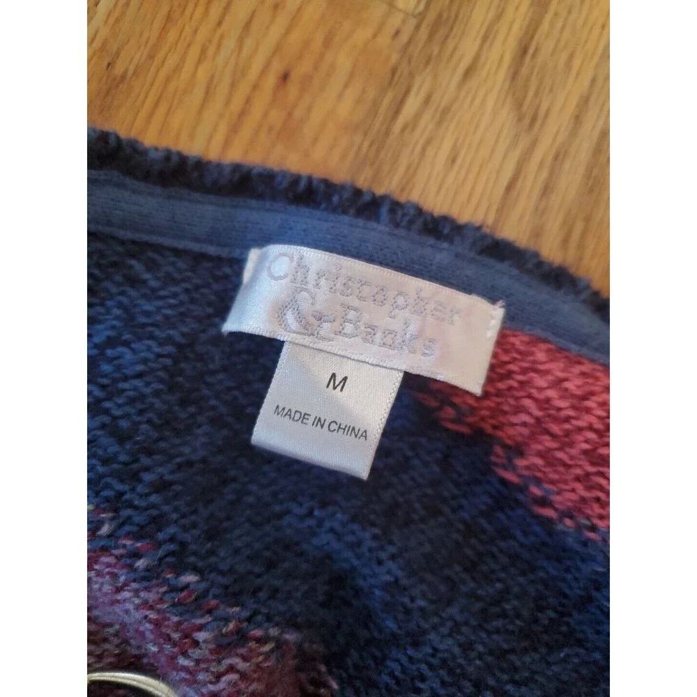 Vintage Y2K Christopher & Banks Multicolor Button Accent Zip Cardigan Sweater M - Picture 8 of 9